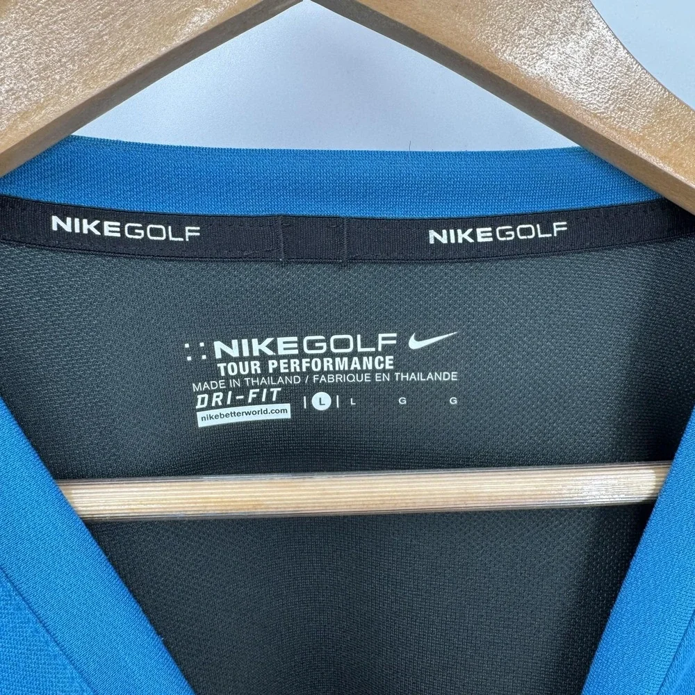 Nike Mens Pullover Large Blue‎ PGA Tour Performance Dri-FIT V-Neck Golf Athletic